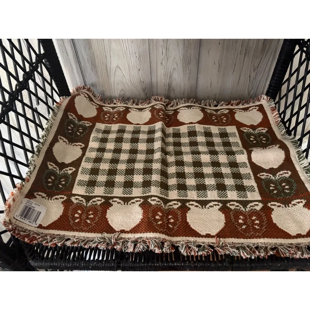 Apple Jacks Spice Woven Tapestry Placemat Fringed Farmhouse Decor 13x18